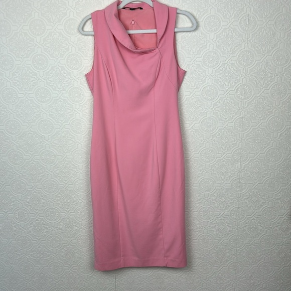 Black Halo Asymmetrical Light Pink Blaze Sheath Dress Sleeveless Collar Career - Picture 1 of 9
